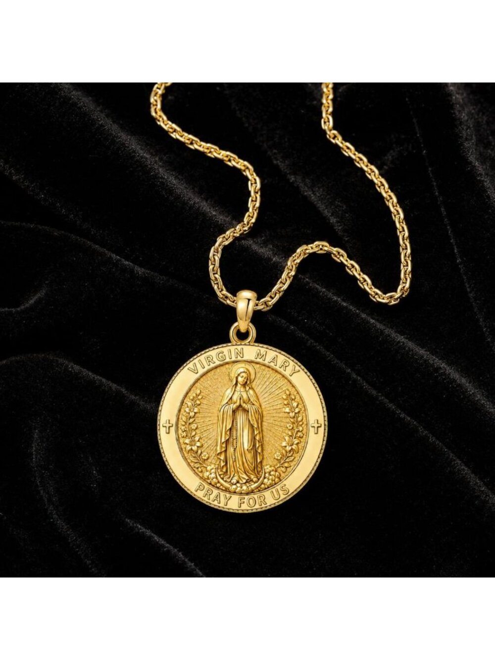 14K Gold Plated Saint Medal Necklace for Men & Women - Patron Pendant Jewelry - Picture 2 of 7